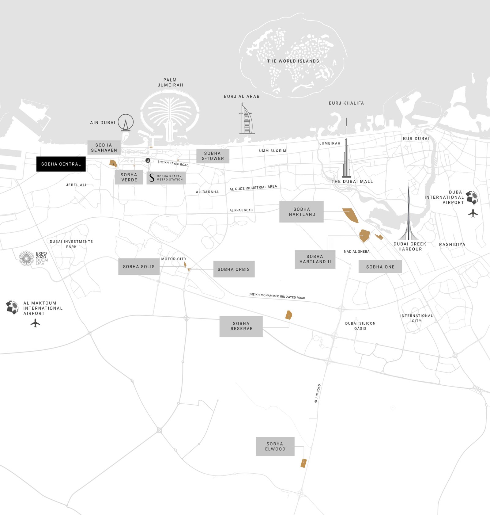 Sobha Central Sheikh Zayed Road location